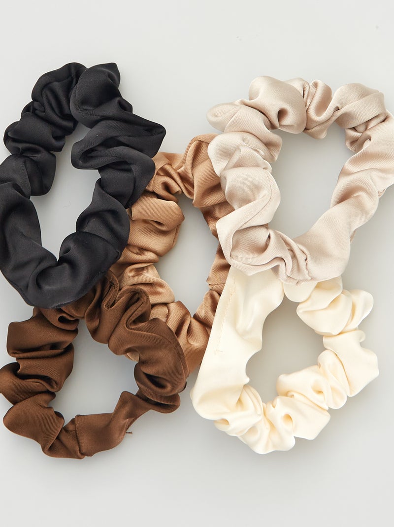Set di 5 elastici per capelli satinati BEIGE - Kiabi