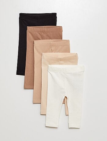 Set di 5 leggings tinta unita