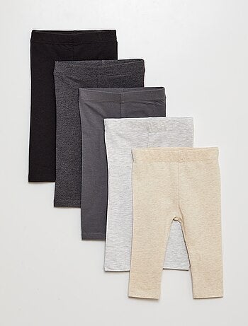 Set di 5 leggings tinta unita