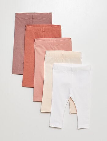 Set di 5 leggings tinta unita