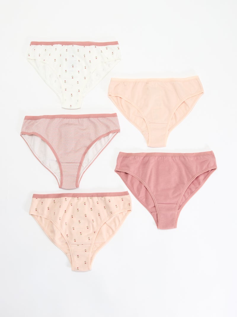 Set di 5 mutandine stampate Rosa - Kiabi