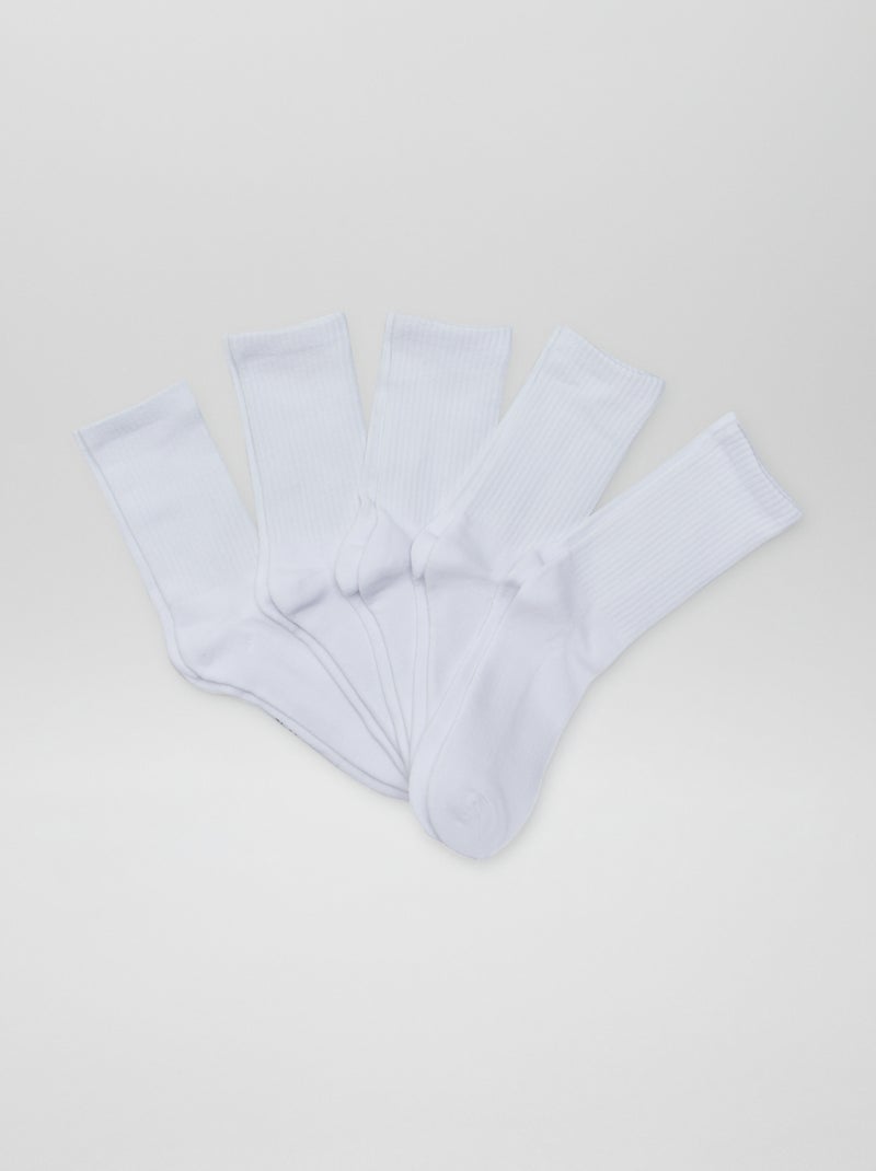 Set di 5 paia di calze alte in maglia BIANCO - Kiabi