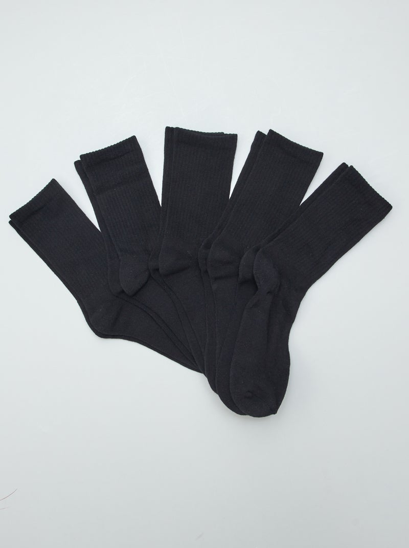 Set di 5 paia di calze alte in maglia NERO - Kiabi