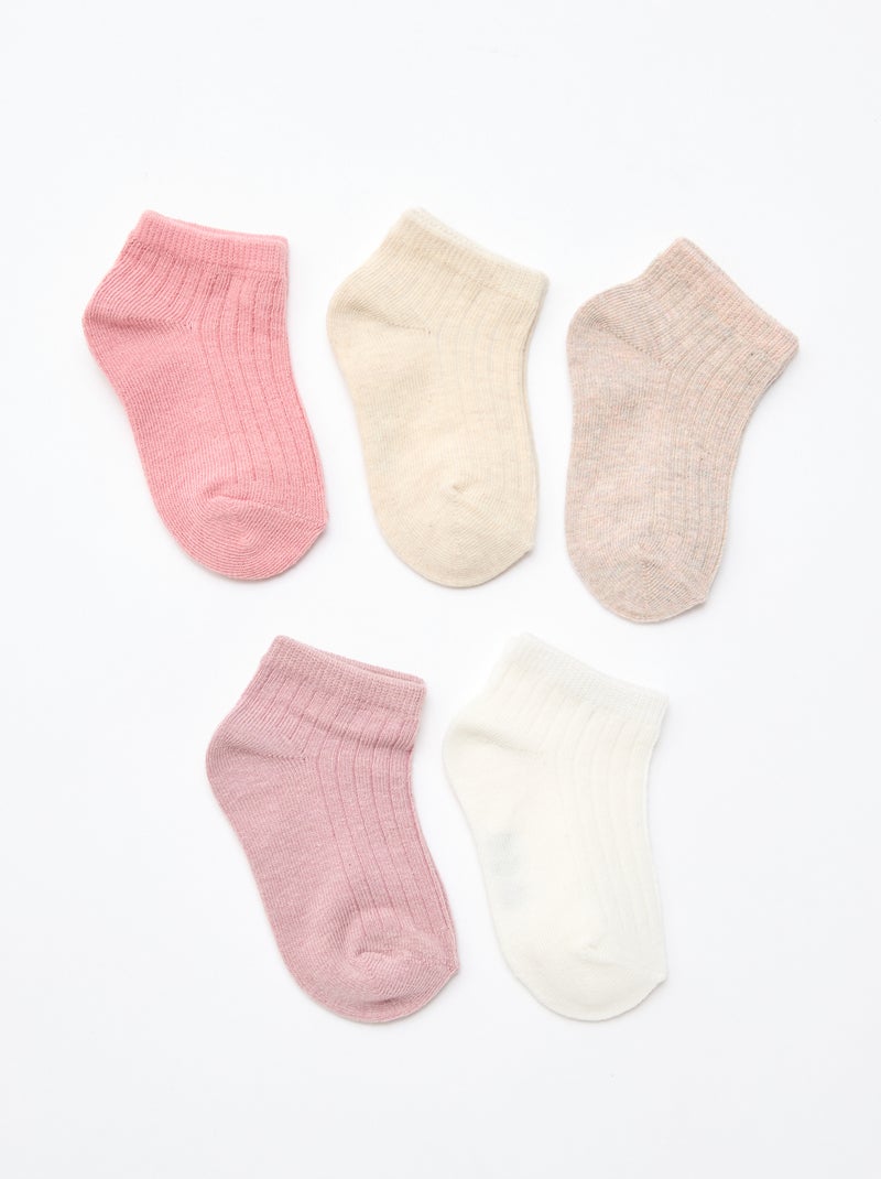 Set di 5 paia di calzini a costine Rosa - Kiabi