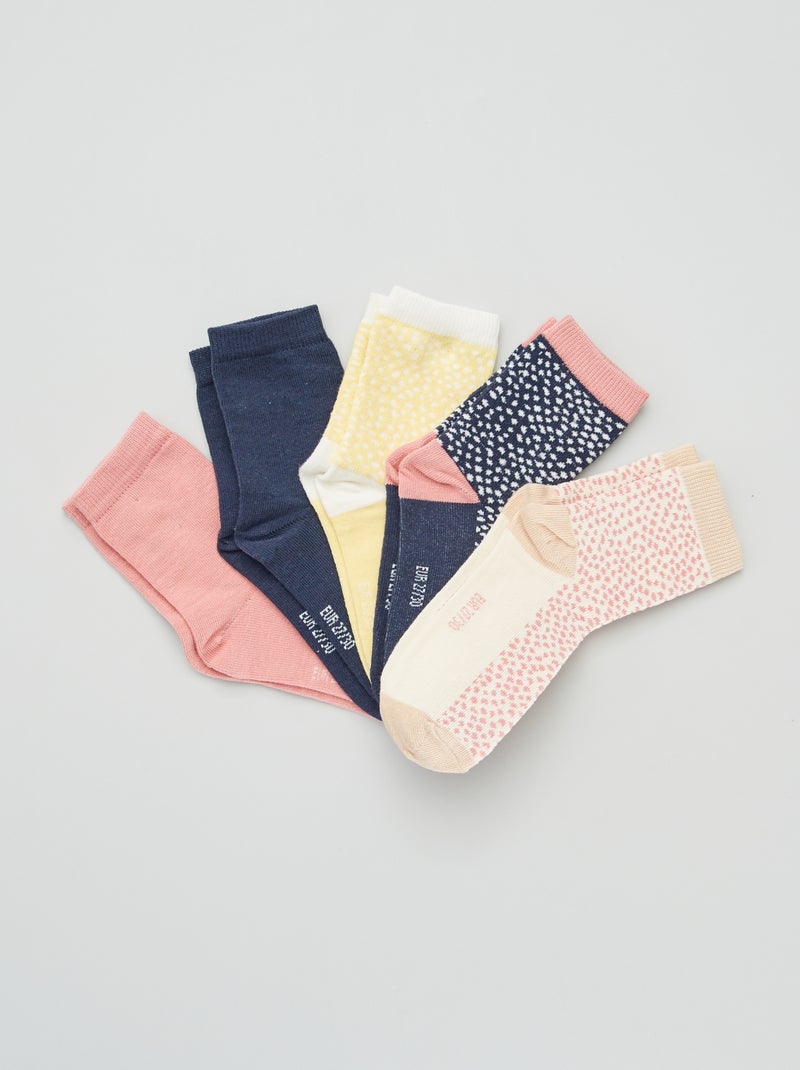 Set di 5 paia di calzini a pois ROSA - Kiabi