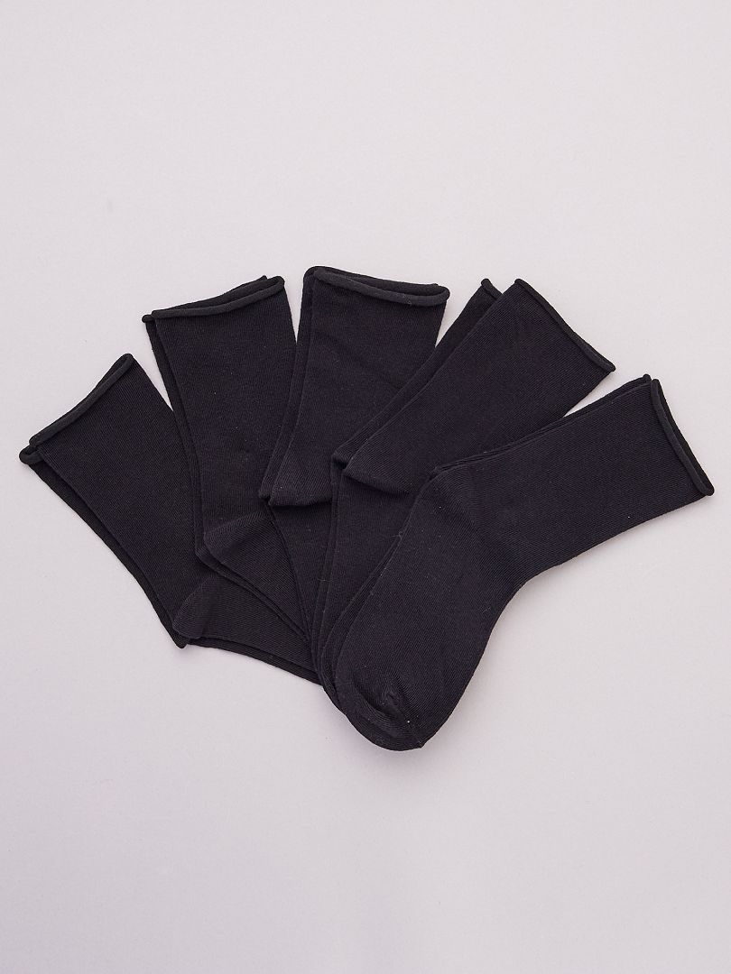 Set di 5 paia di calzini a tinta unita in cotone bio nero - Kiabi
