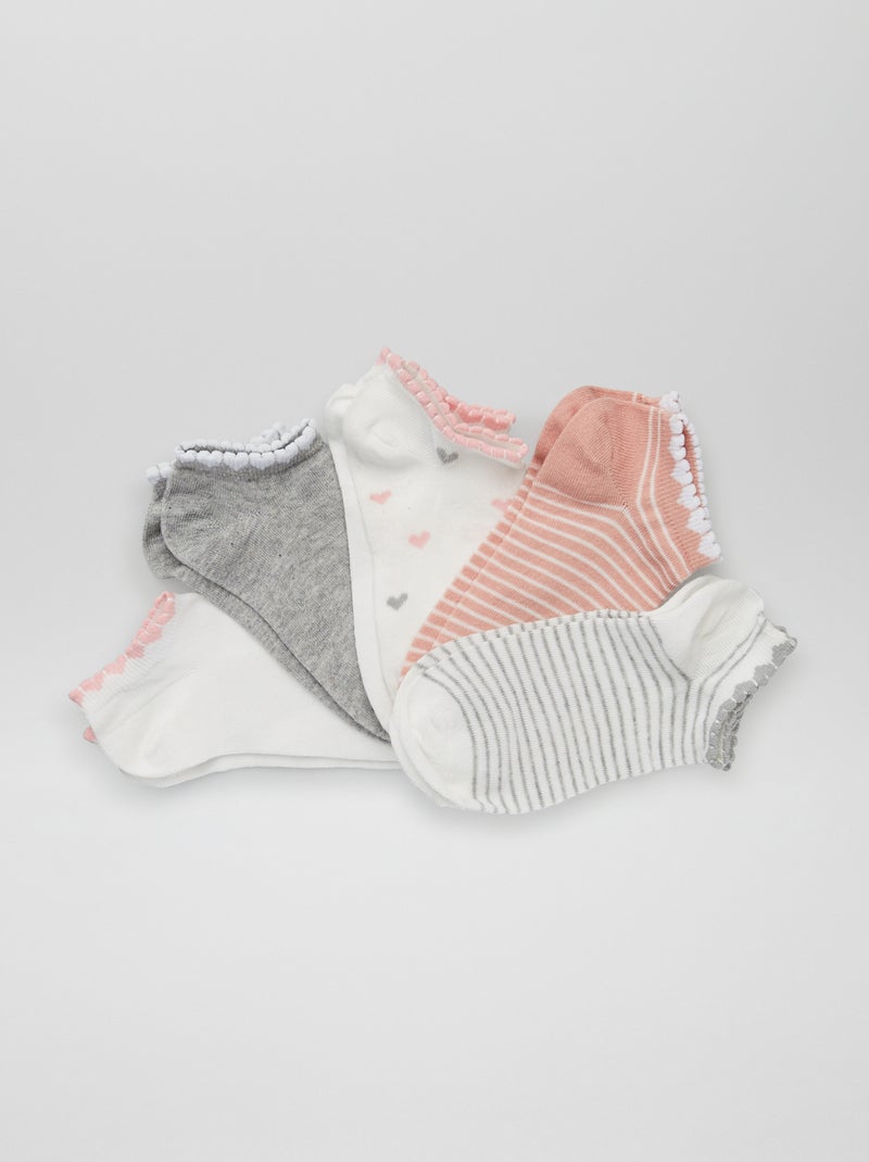 Set di 5 paia di calzini bianco/rosa - Kiabi