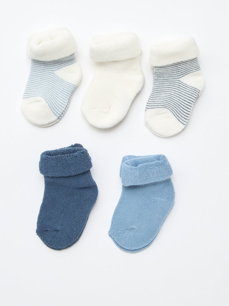 Set di 5 paia di calzini con risvolto in cotone Blu - Kiabi