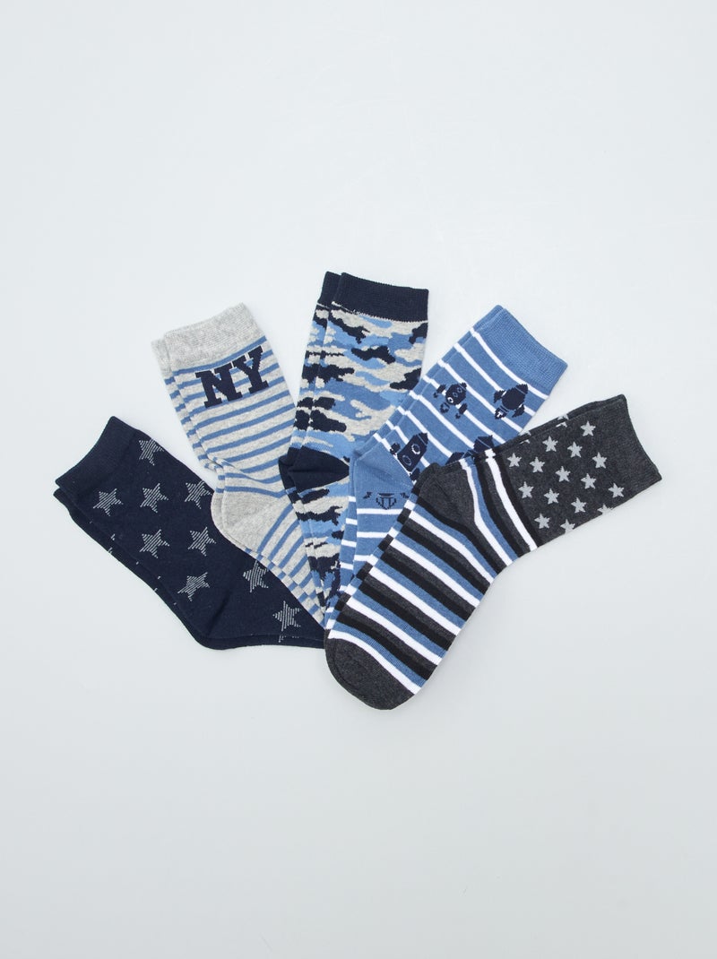 Set di 5 paia di calzini con stampa americana BLU - Kiabi
