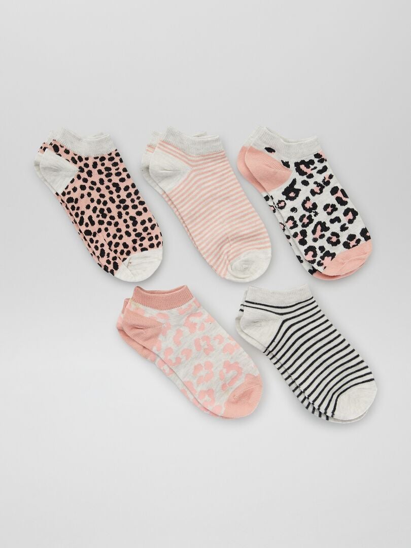 Set di 5 paia di calzini corti rosa - Kiabi