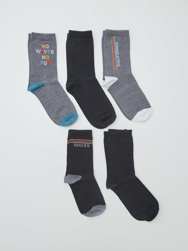 Set di 5 paia di calzini fantasia GRIGIO - Kiabi
