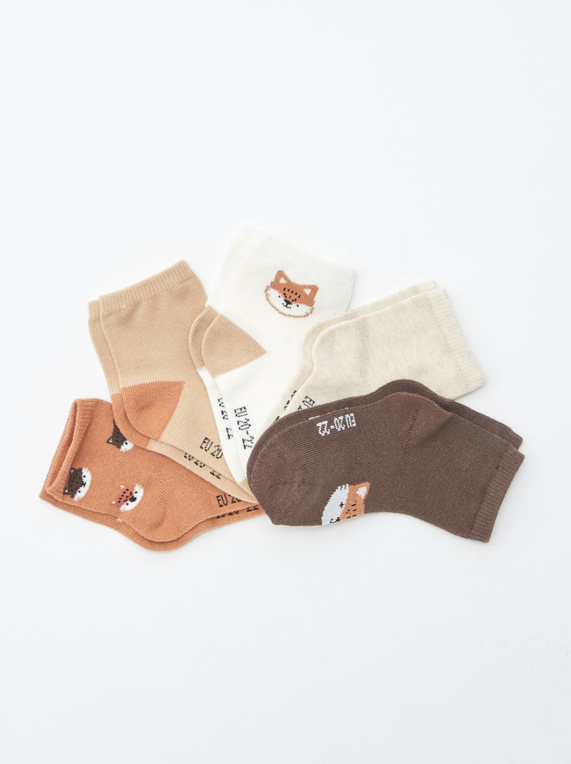 Set di 5 paia di calzini in tessuto stretch Marrone - Kiabi
