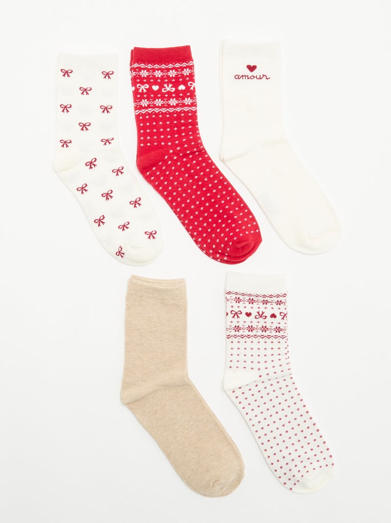 Set di 5 paia di calzini Rosso - Kiabi