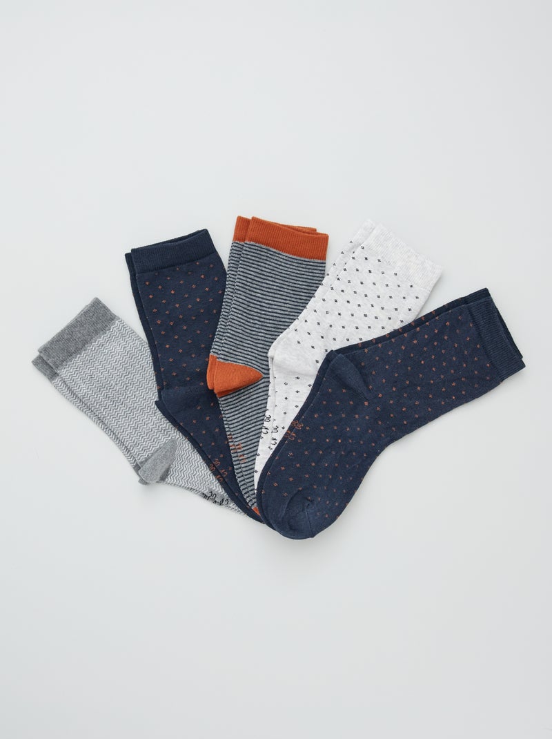 Set di 5 paia di calzini stampati BLU - Kiabi