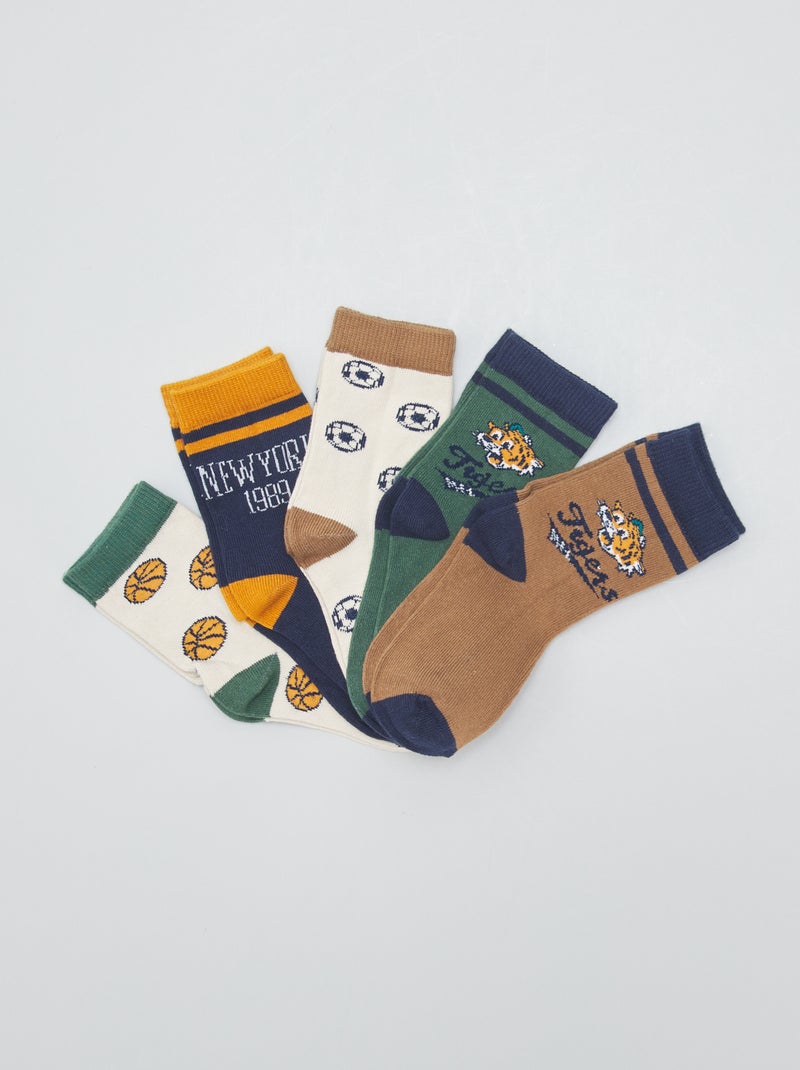 Set di 5 paia di calzini stampati MARRONE - Kiabi