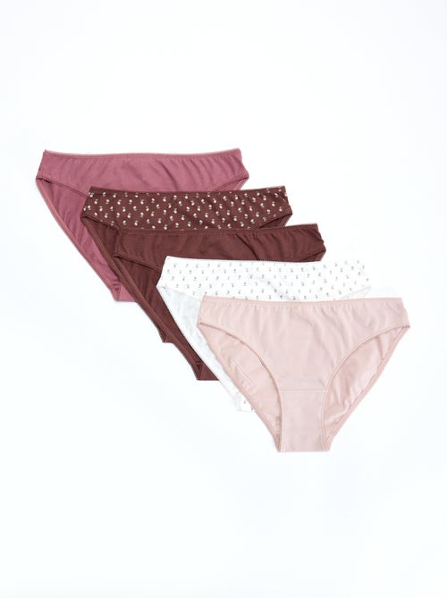 Set di 5 slip - a tinta unita e stampati - Kiabi