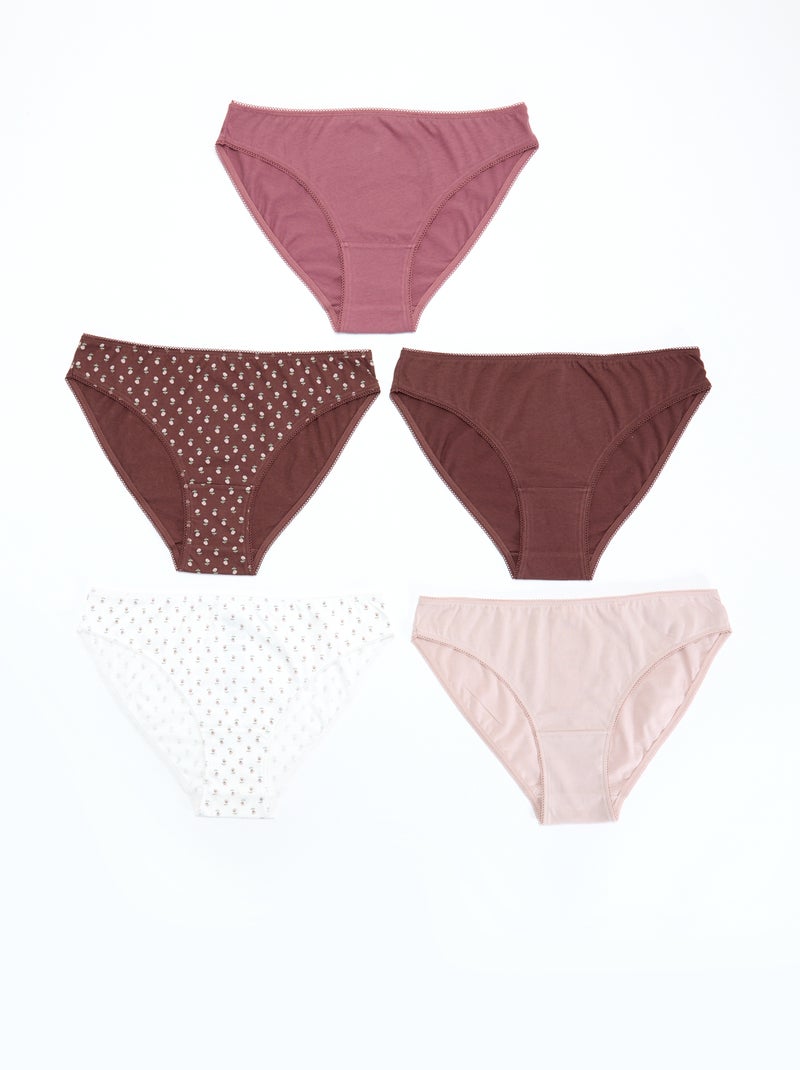 Set di 5 slip - a tinta unita e stampati Rosso - Kiabi