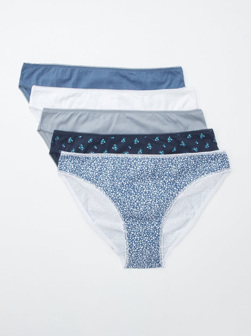 Set di 5 slip - tinta unita e stampati Blu - Kiabi