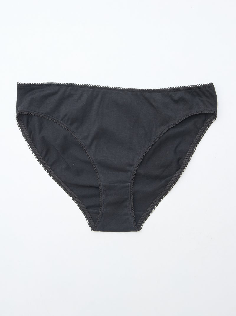 Set di 5 slip cotone tinta unita Nero - Kiabi