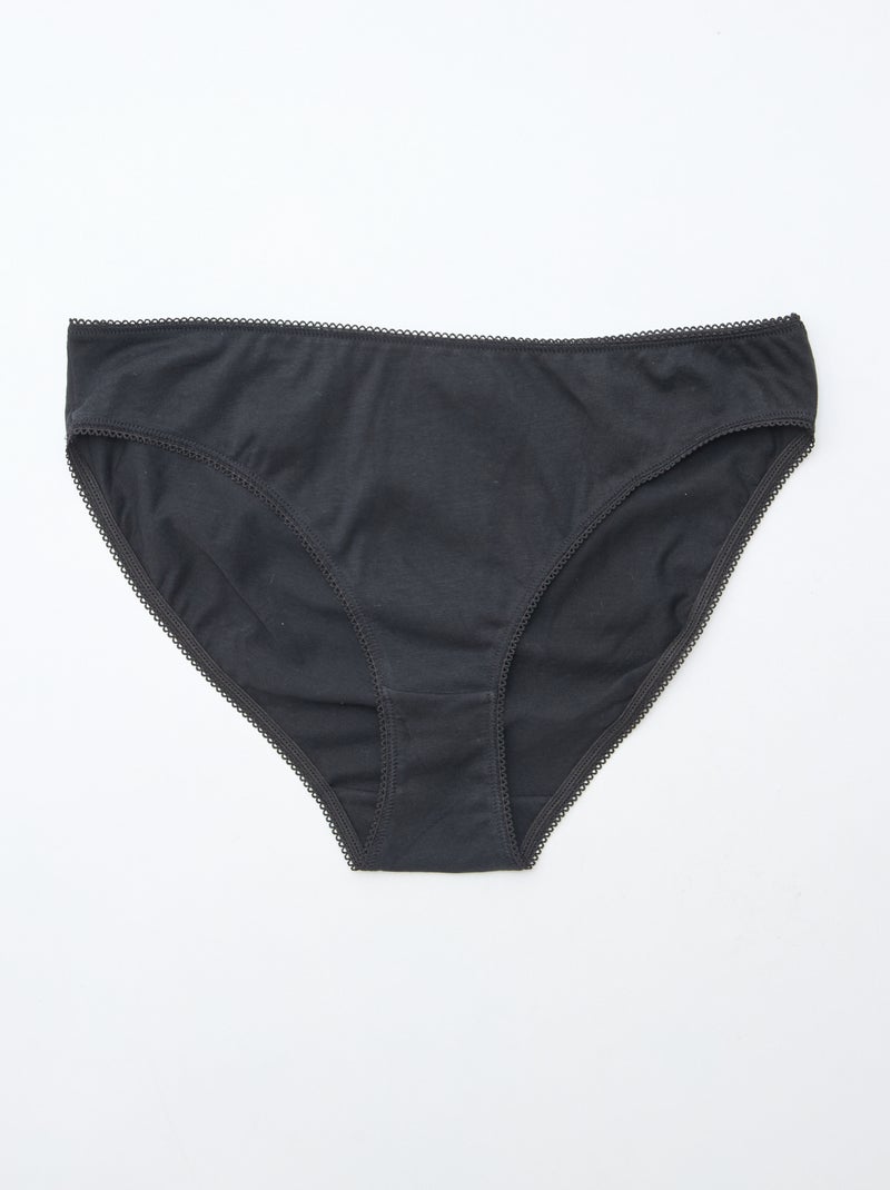 Set di 5 slip cotone tinta unita Nero - Kiabi