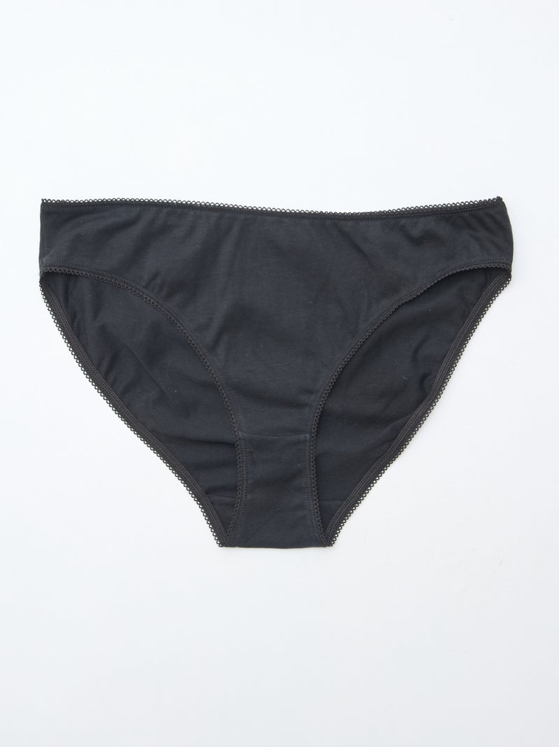 Set di 5 slip cotone tinta unita Nero - Kiabi