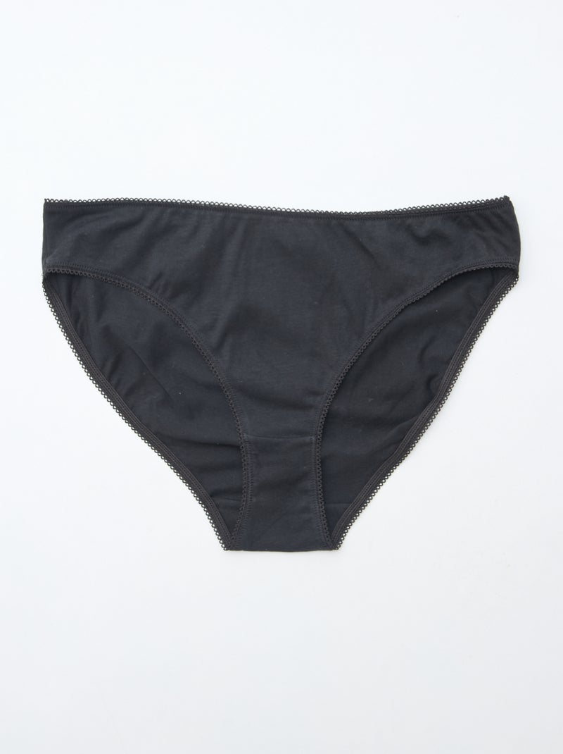 Set di 5 slip cotone tinta unita Nero - Kiabi