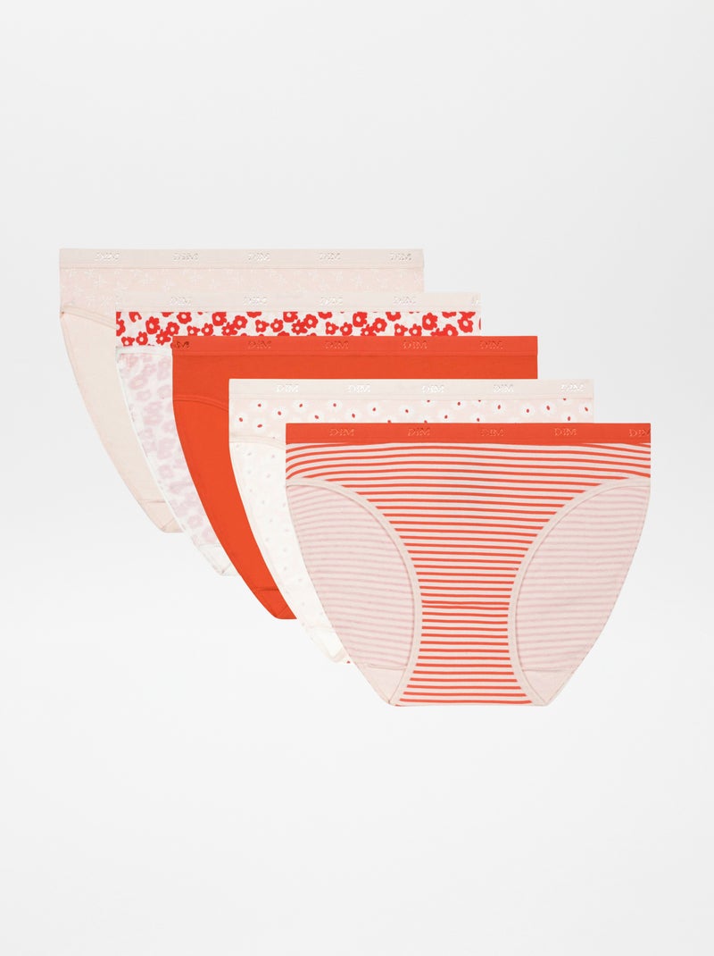 Set di 5 slip 'DIM' in cotone elasticizzato ROSSO - Kiabi