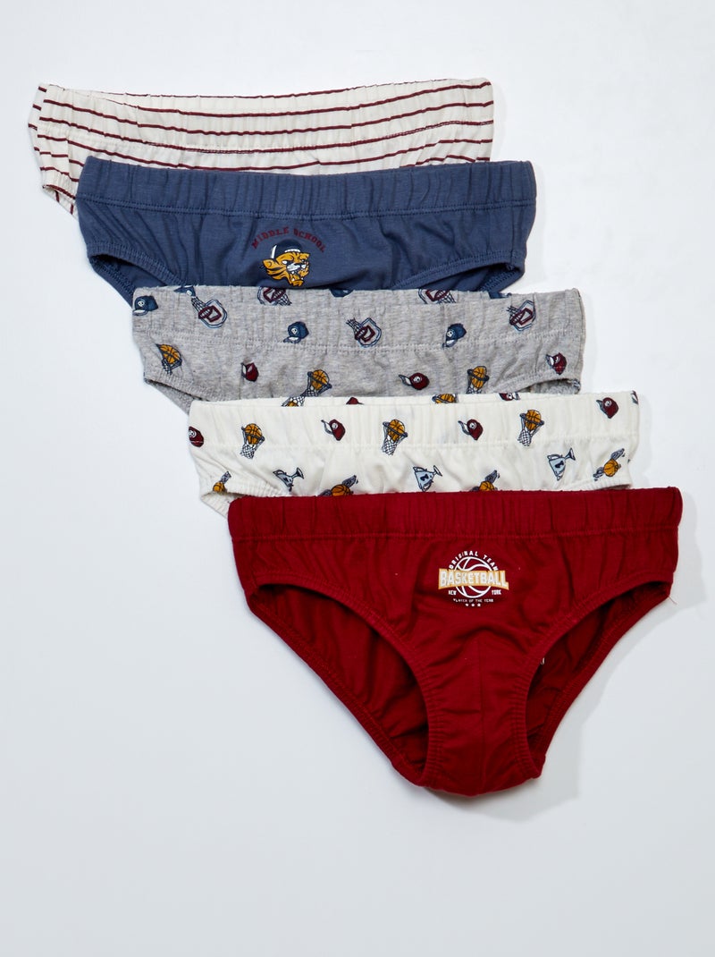 Set di 5 slip in cotone BIANCO - Kiabi