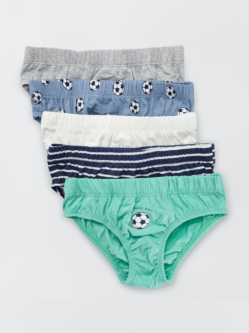 Set di 5 slip in cotone BLU - Kiabi