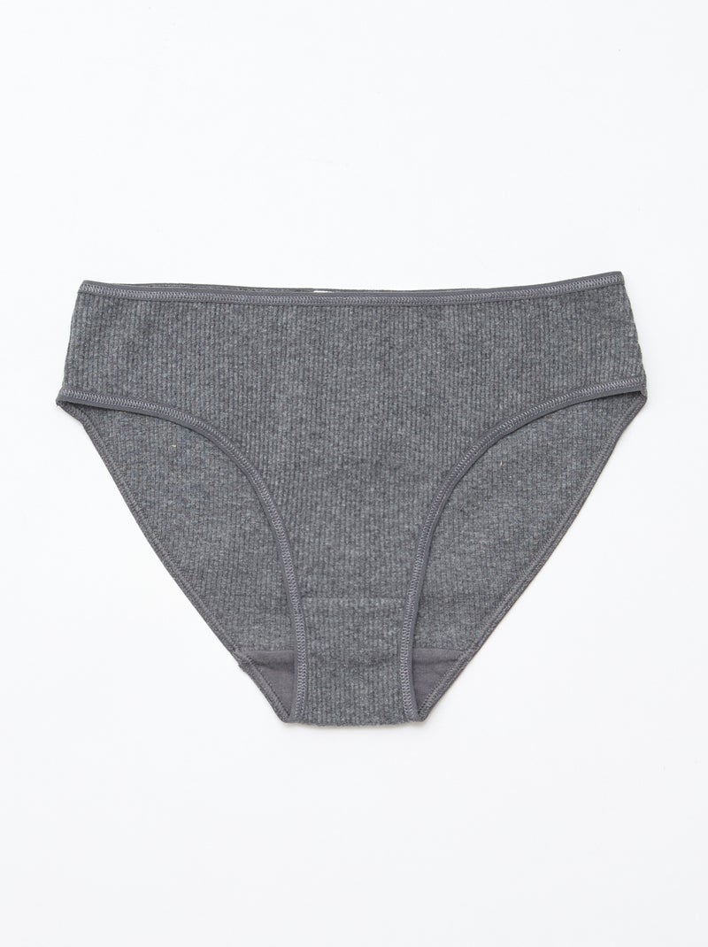 Set di 5 slip in maglia a costine Grigio - Kiabi