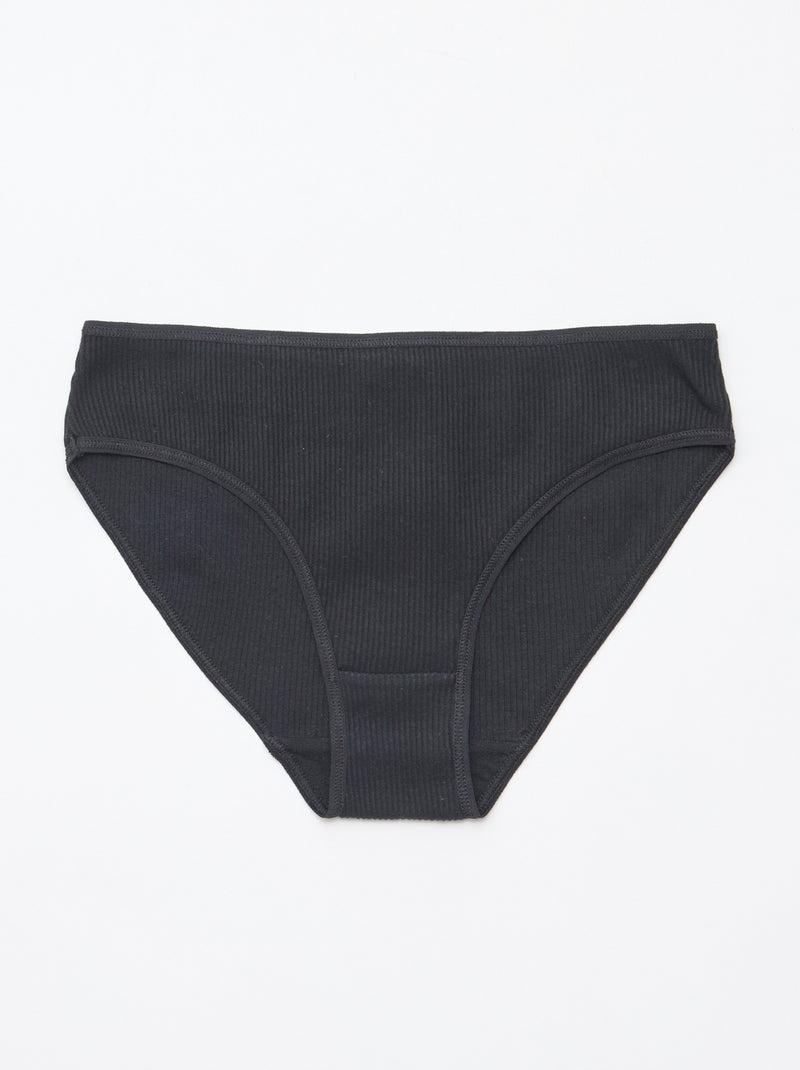 Set di 5 slip in maglia a costine Nero - Kiabi