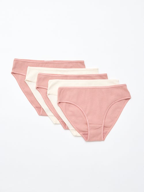 Set di 5 slip in maglia a costine - Kiabi