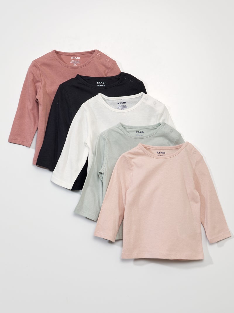 Set di 5 t-shirt basiche ROSA - Kiabi