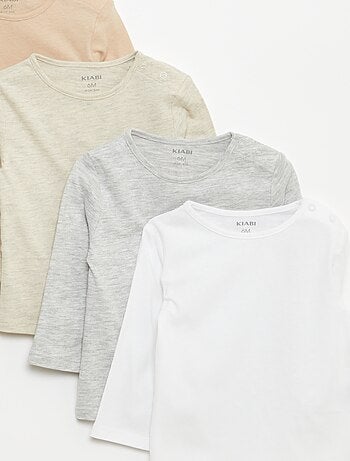 Set di 5 t-shirt tinta unita a maniche lunghe