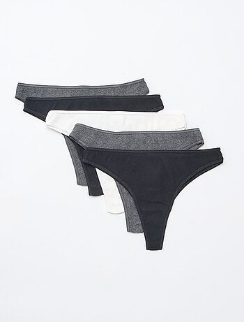 Set di 5 tanga a costine