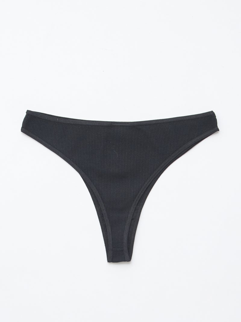 Set di 5 tanga a costine Nero - Kiabi