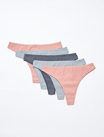 Set di 5 tanga a costine