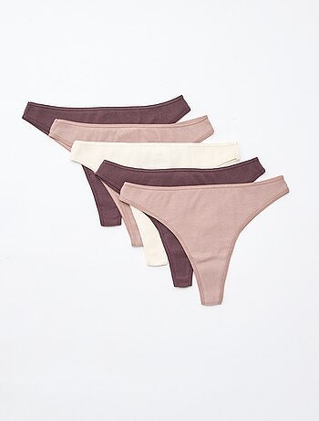 Set di 5 tanga a costine