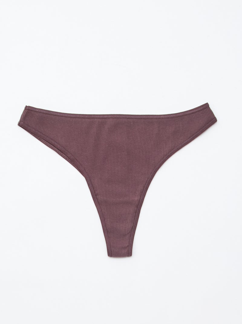 Set di 5 tanga a costine Viola - Kiabi