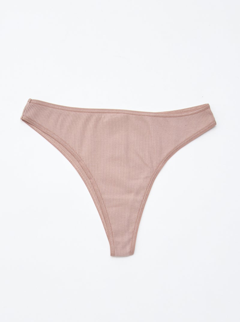 Set di 5 tanga a costine Viola - Kiabi