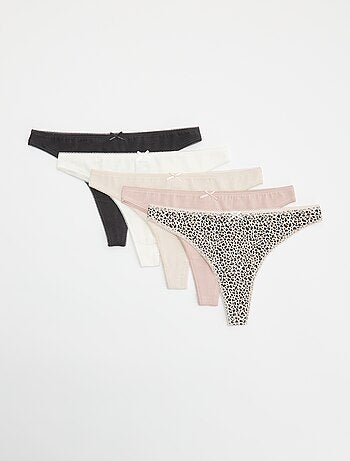 Set di 5 tanga in cotone