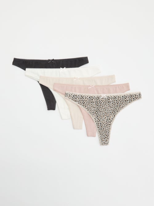 Set di 5 tanga in cotone - Kiabi