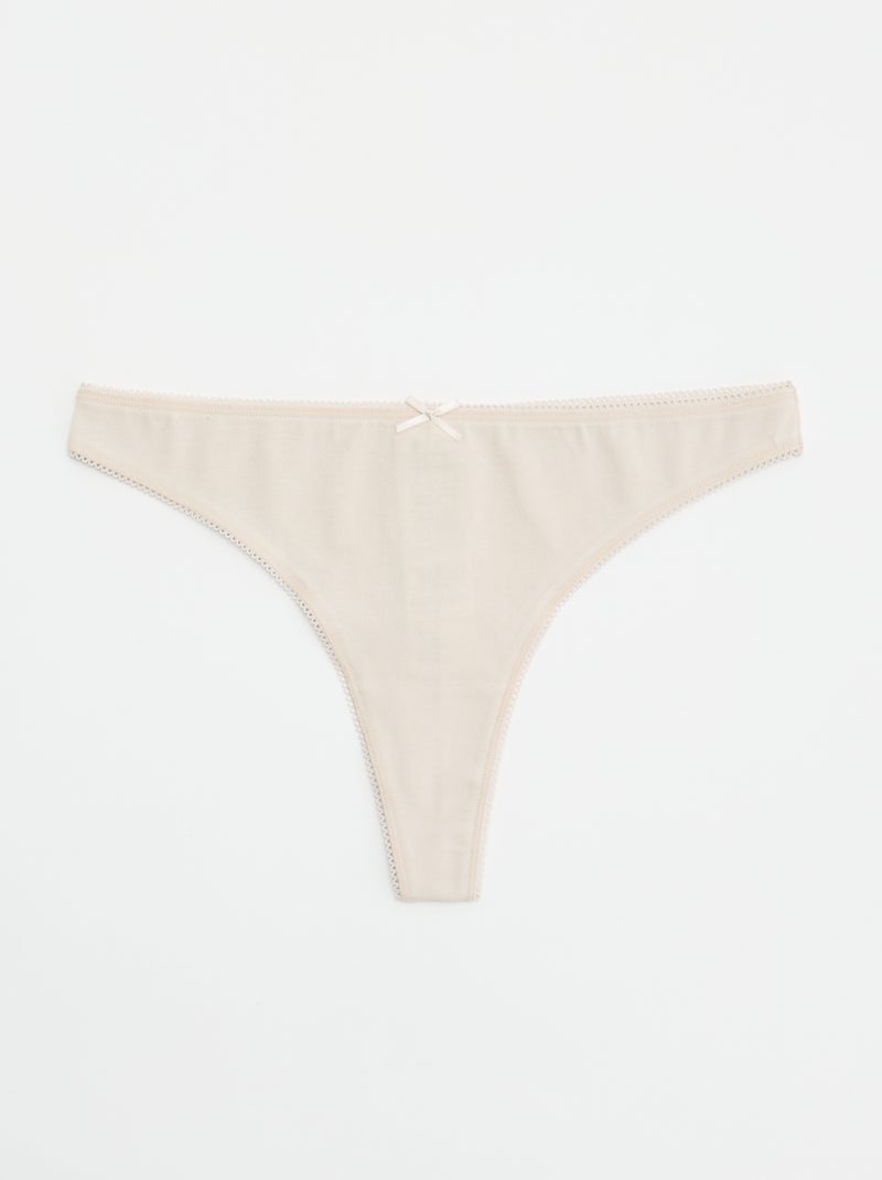 Set di 5 tanga in cotone Beige - Kiabi