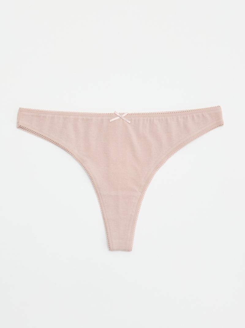 Set di 5 tanga in cotone Beige - Kiabi