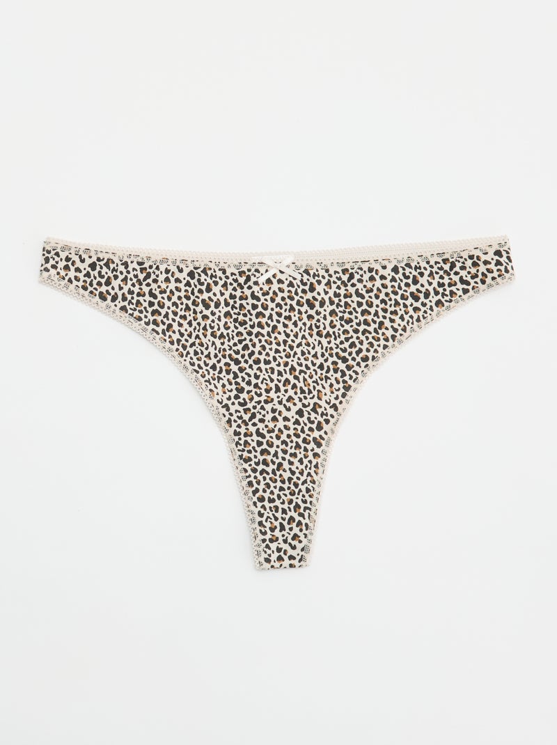 Set di 5 tanga in cotone Beige - Kiabi