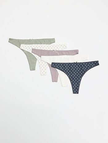 Set di 5 tanga in cotone