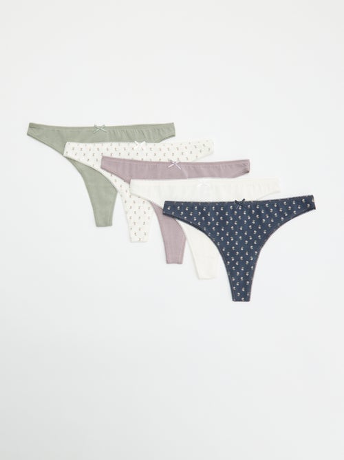 Set di 5 tanga in cotone - Kiabi Set di 5 tanga in cotone - Kiabi