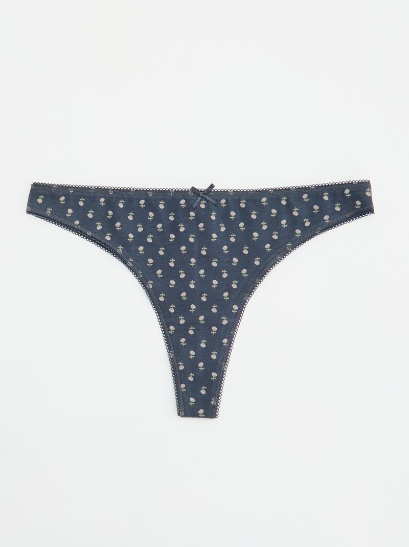 Set di 5 tanga in cotone Blu - Kiabi