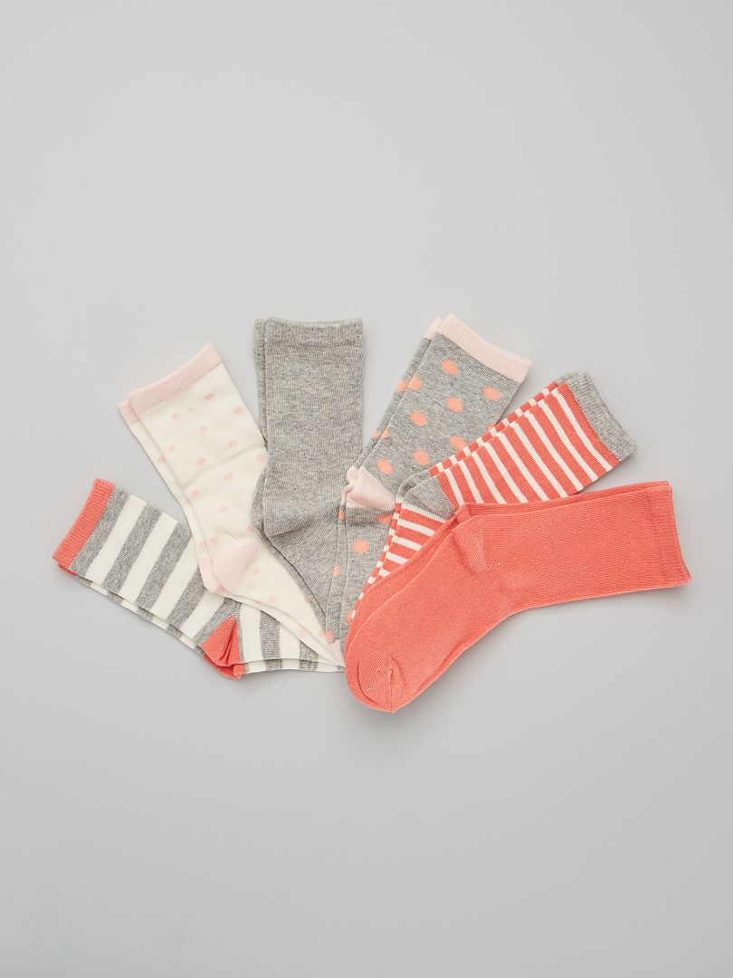 Set di 6 paia di calzini grigio rosa - Kiabi