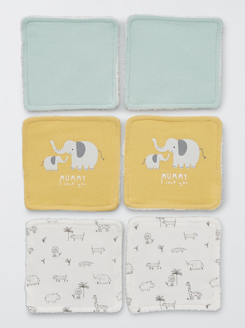 Set di 6 salviette lavabili elefante - Kiabi
